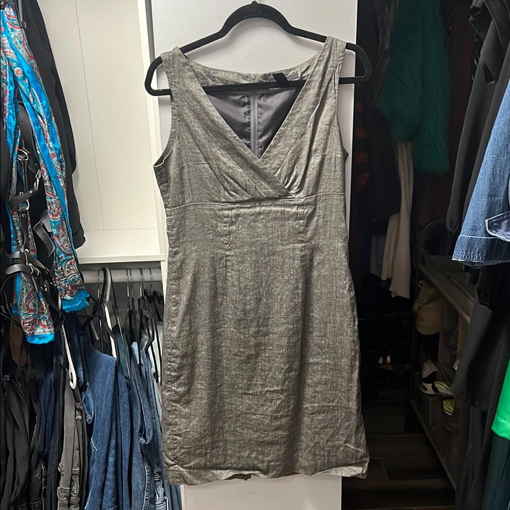 H&M Gray Ruched Wrap Midi Dress